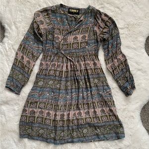 Anthropologie SUNNER 100% Silk Floral First Whispering Peasant Dress Womens S